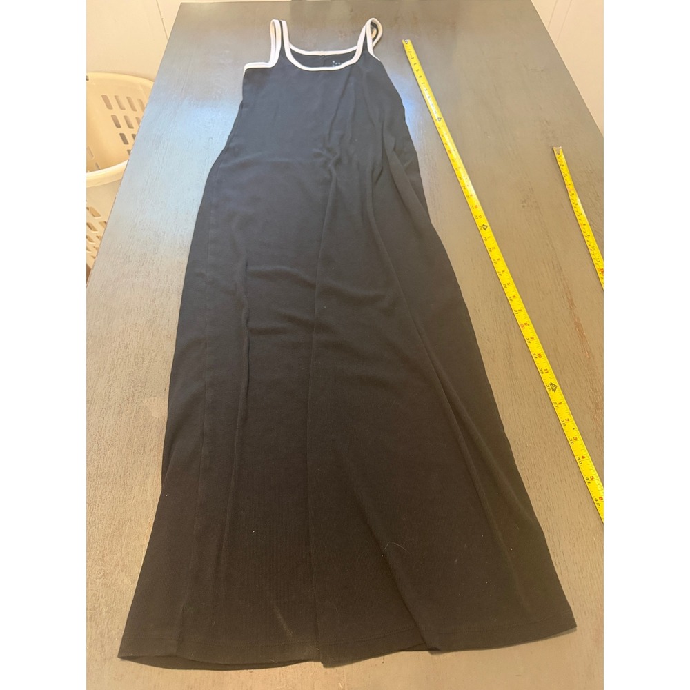 A New Day Black Ribbed Maxi Dress White Trim Tank Sleeveless Small